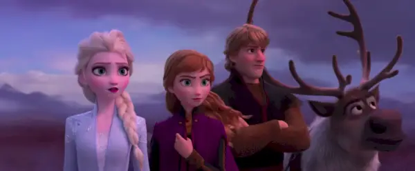 Anna, Elsa, Christopher a Sven ve filmu Frozen II