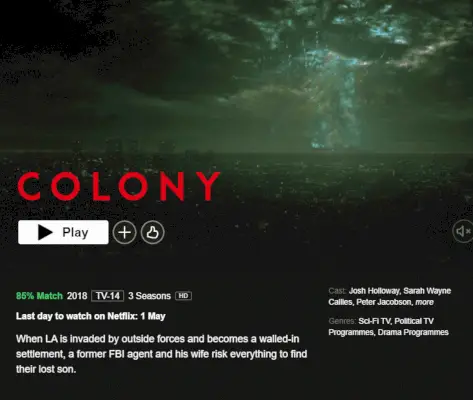 Colony Leaving Netflix