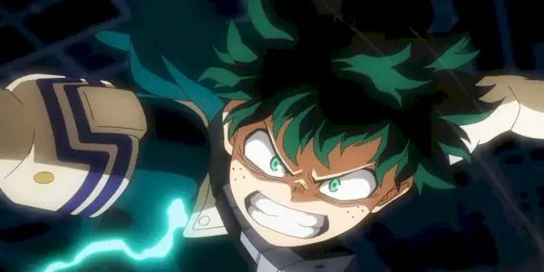 Midoriya grimace à mi-coup de poing