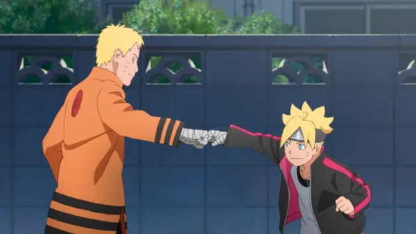 Boruto i Naruto xoquen amb el puny