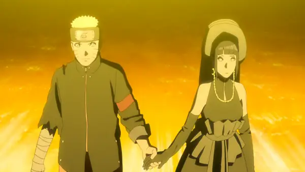 Naruto toma la mano de Hinata.