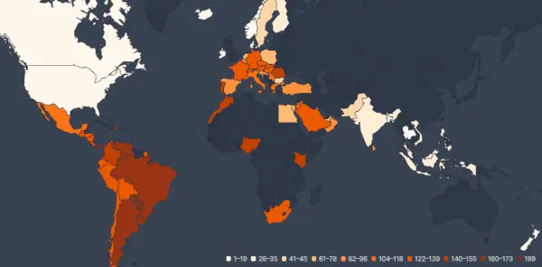 Heatmap Popularita Trestní kód Netflix