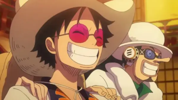 Money D. Luffy a l'air riche derrière une paire de lunettes de soleil dans One Piece Gold