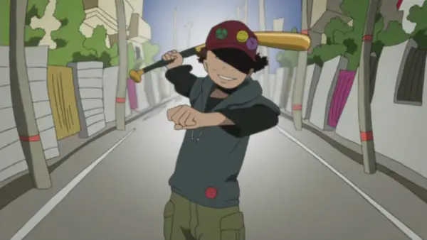 Un personaggio brandisce una mazza da baseball nella serie anime di Satoshi Kon