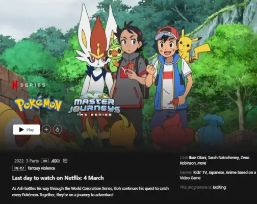 Data wyjazdu dla podróży mistrzów Pokemon The Series.webp