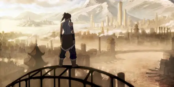 Korra s pogledom na Republic City.