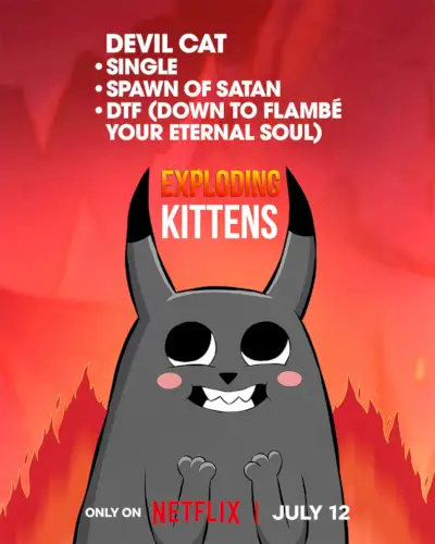 Devil Cat Poster Intervju s skladateljima Exploding Kittens Shirley Song in Jina An