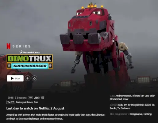 תאריך הסרה של Dinotrux Supercharged באפליקציית Netflix