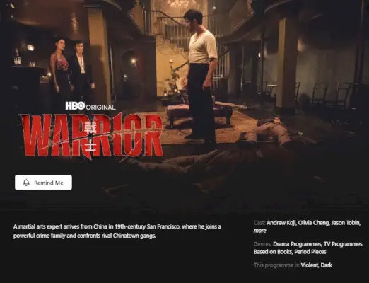 Warrior-pagina op Netflix.webp