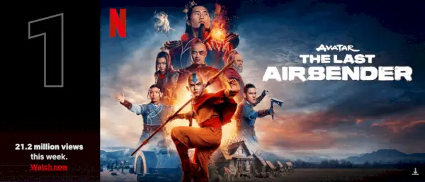 'Avatar: The Last Airbender' je v prvem tednu poskrbel za pošastno predstavo v Top 10 Netflix