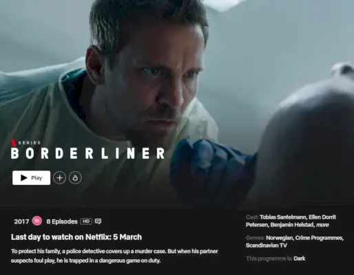 Data de remoção no Netflix Borderliner.webp