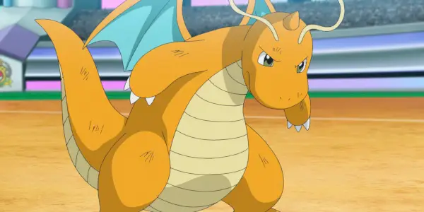 Dragonite em batalha em Pokémon Journeys