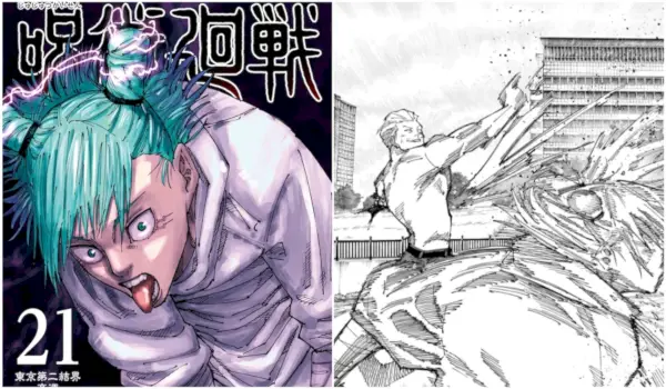 Kashimo nel volume 21 di Jujutsu Kaisen. Hakari e Kashimo combattono nel volume 21 di Jujutsu Kaisen.