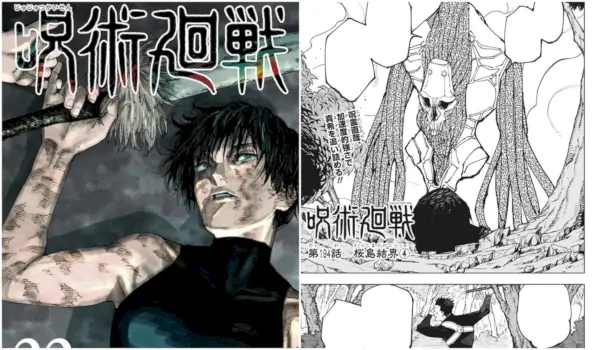 Maki Zenin på bind 22 af Jujutsu Kaisen, Naoya Zenin som en forbandelse