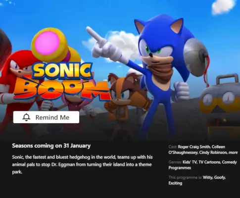 Dodano Sonic Boom do serwisu Netflix Notice.webp