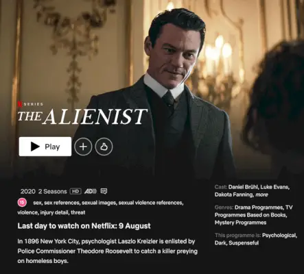 'The Alienist' forlater Netflix i alle regioner i august 2024