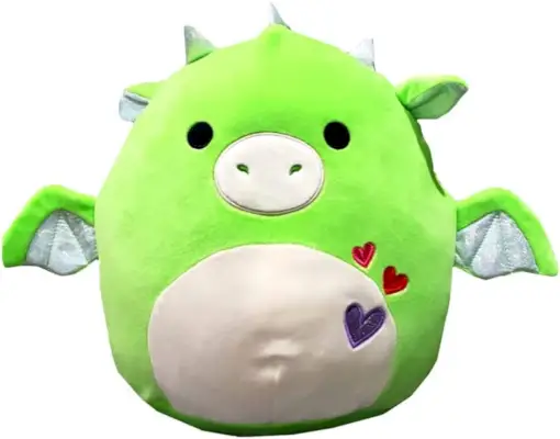 En klarblå Squishmallow-drake med olika färgade horn