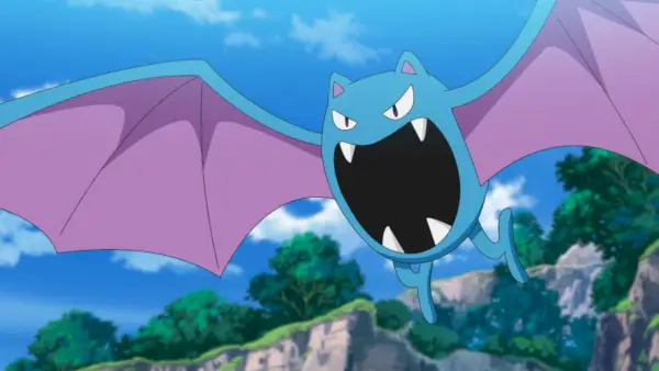 Um Golbat em pleno vôo