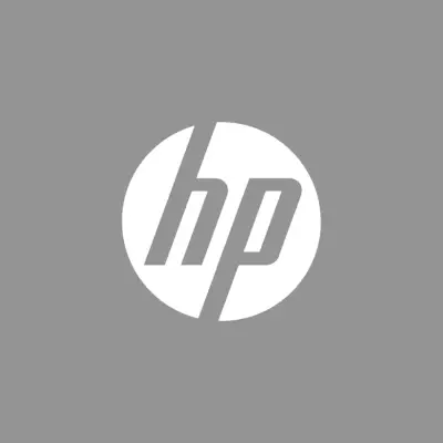 HP logotipa versija pelēkā uz balta