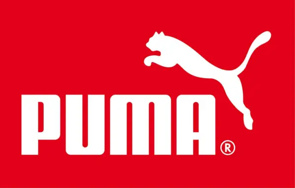 Balta ant raudonos spalvos PUMA logotipo versija