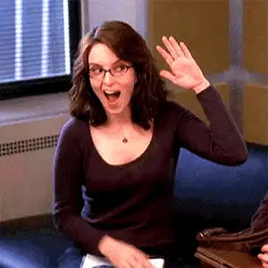 Liz Lemon giver sig selv en high five.