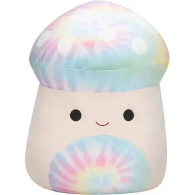 Ein Regenbogen-Batikpilz-Squishmallow.