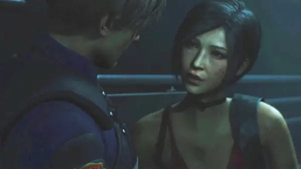 Ada Vonga kopā ar Leonu Kenediju Resident Evil 2 pārtaisījumā