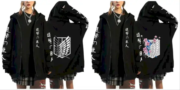 Bluza z kapturem Attack on Titan z logo Korpusu Zwiadowczego.