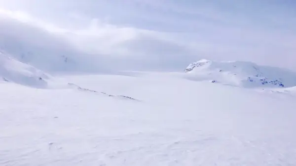 Sneeuwstorm komt over de gletsjer in Finse, Noorwegen, waar Star Wars: The Empire Strikes Back