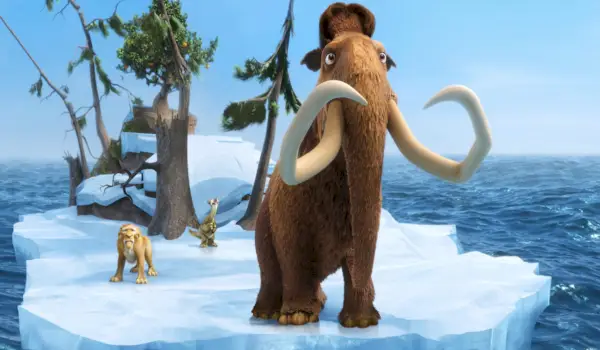 Manny (Ray Romano), Diego (Denis Leary) och Sid (John Leguizamo) återvänder i Ice Age: Continental Drift.