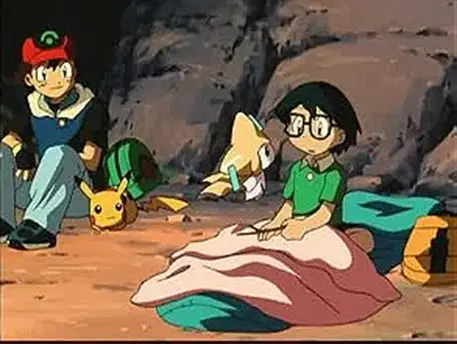 Ash en zijn vrienden kamperen in de Jirachi Pokémon-film