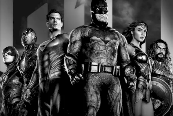 Ben Affleck, Henry Cavill, Jason Momoa, Gal Gadot, Ezra Miller og Ray Fisher i Zack Snyder