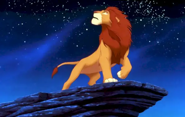 Simba (äänenä Matthew Broderick) elokuvassa Leijonakuningas (Disney)