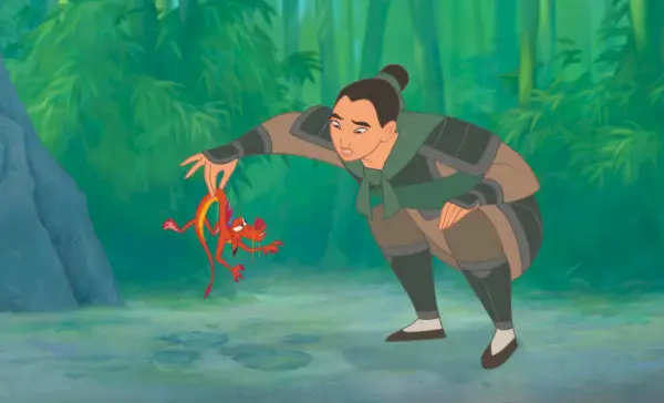 Mulan și Mushu în Mulan (1998) (Disney)