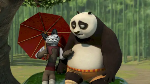 Kung Fu Panda седи с млада тигрица в Legends of Awesomeness