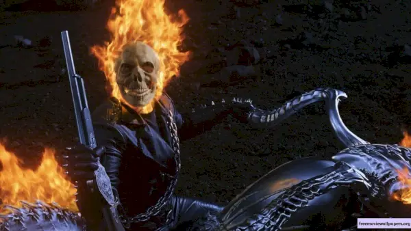 Nikolass Keidžs kā Ghost Rider filmā Ghost Rider (2007)