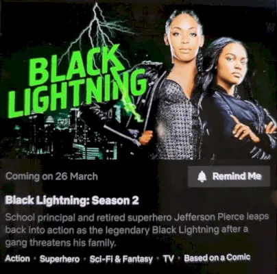 Data de llançament de la temporada 2 de Black Lightning Netflix Us