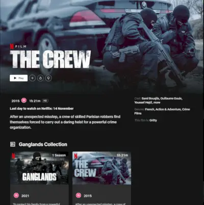 Оригінальний фільм Netflix «The Crew» покине Netflix у листопаді 2021 року