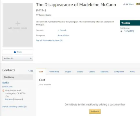 Pro Imdb lapas izzušana Madeleine Mccan