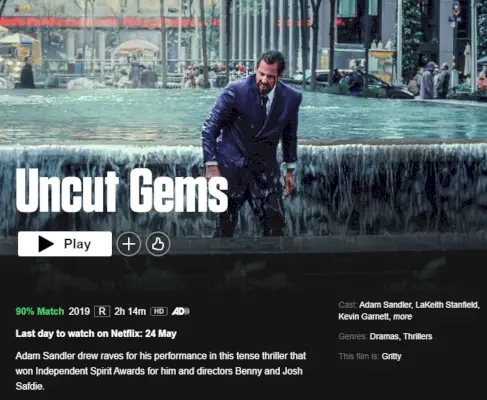 ‘Uncut Gems’ saindo da Netflix em maio de 2022