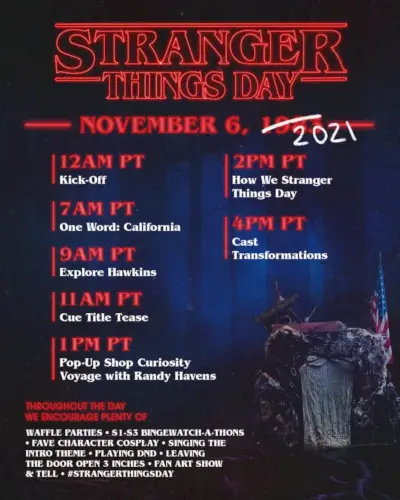 Schema för Stranger Things Day 2021