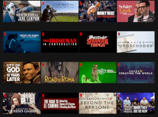 Documentaires dans les coulisses sur Netflix