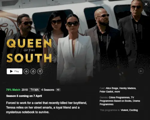 Wanneer verschijnt seizoen 5 van ‘Queen of the South’ op Netflix?