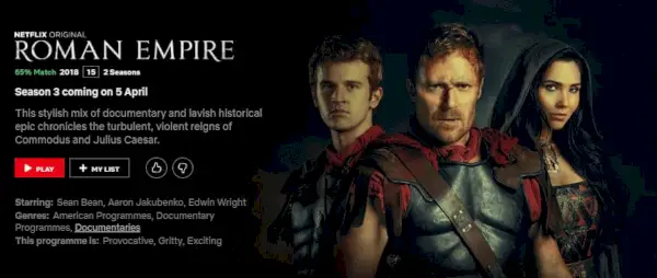 Date de sortie de la saison 3 de Roman Empire sur Netflix