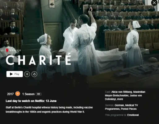 Pēdējā diena, lai skatītos Charite Netflix