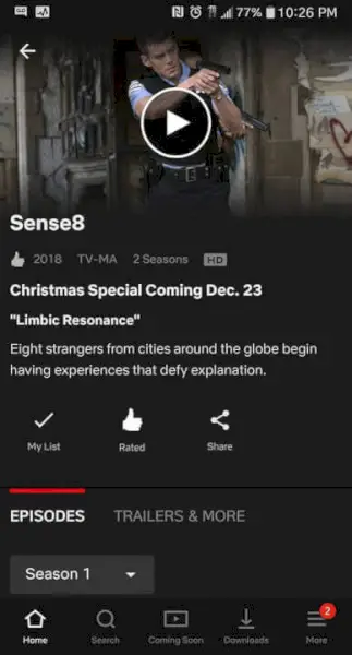 Sense8 Kalėdinis pranešimas „Netflix“.