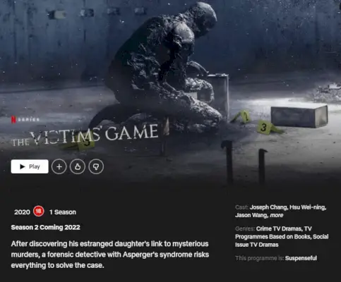 リニューアルのお知らせ ヴィクティムズ・ゲーム Netflix シーズン 2