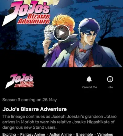 Jojos Bizarre Adventure Säsong 3 Diamond Is Unbreakable kommer till Netflix i maj 2021 Kommer snart