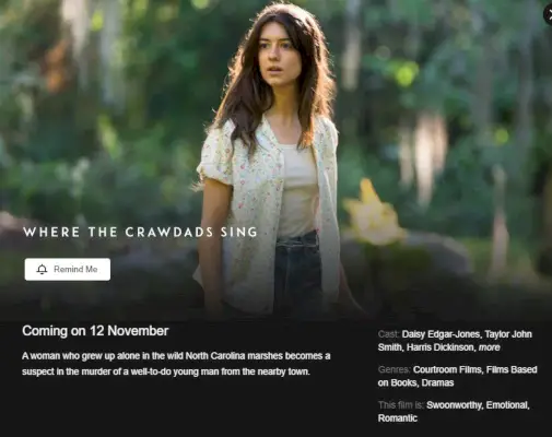 Date de sortie de Netflix pour Where The Crawdads Sing.webp