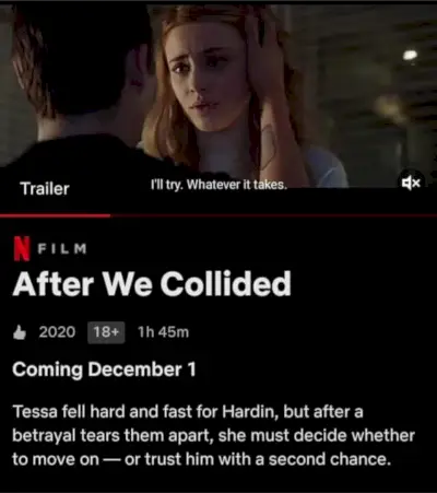 Netflix 1. december After We Collided